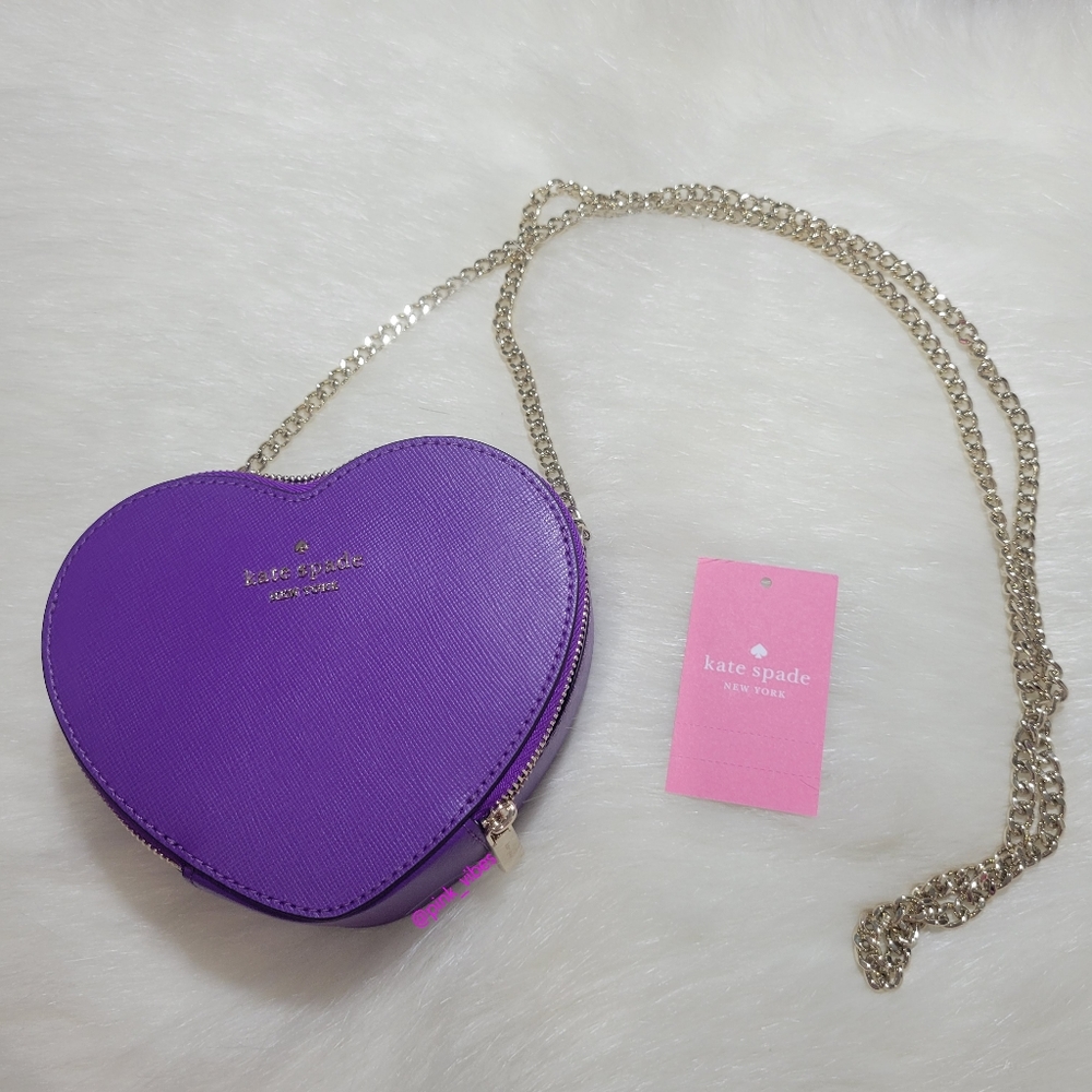 NWT Kate Spade New York Purple Mini Love Shack Heart Crossbody Purse